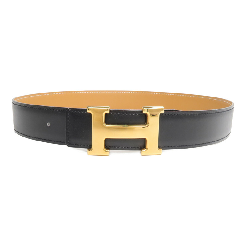 HERMES Box/Swift皮革Constance Belt皮帶Noir/Tabac Camel-1