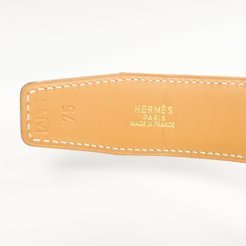 HERMES Box/Swift皮革Constance Belt皮帶Noir/Tabac Camel-4