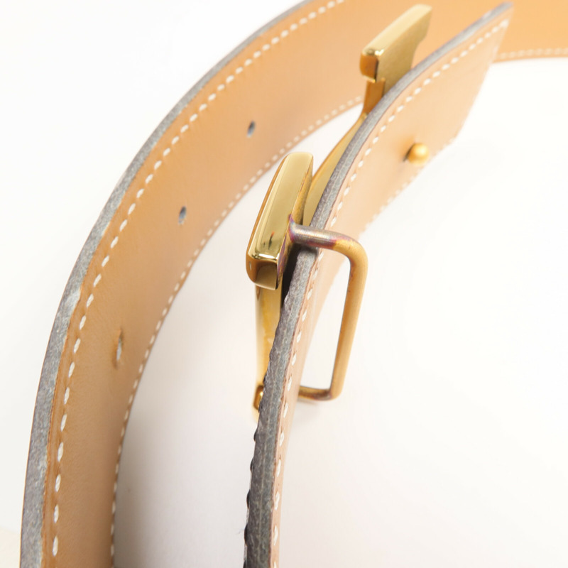 HERMES Box/Swift皮革Constance Belt皮帶Noir/Tabac Camel-6