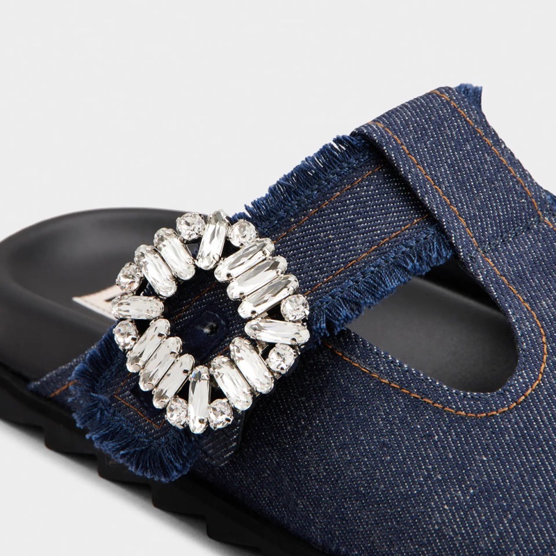 Roger Vivier 女士 Slidy Viv' 牛仔穆勒鞋39 40 41碼-3