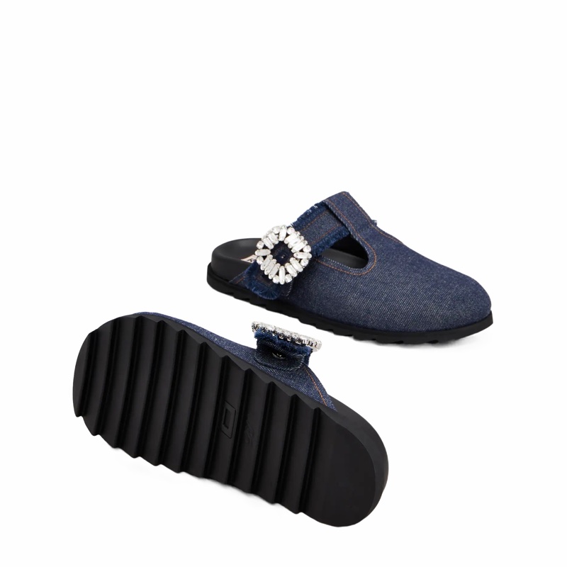Roger Vivier 女士 Slidy Viv' 牛仔穆勒鞋39 40 41碼-5