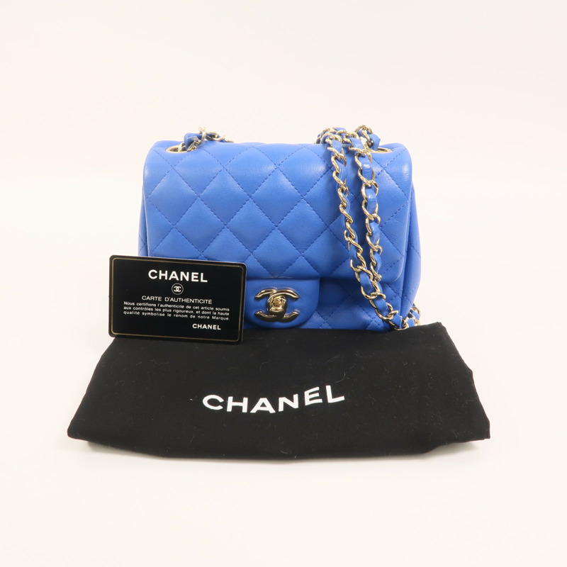 CHANEL 羊皮皮革Mini Classic 17鏈帶肩背袋-10