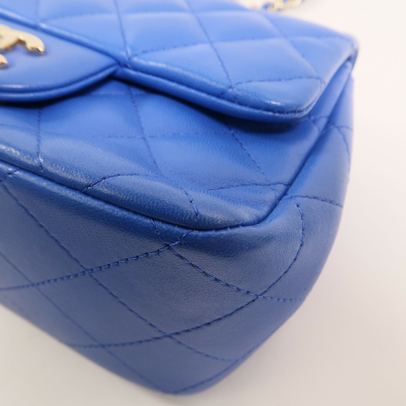 CHANEL 羊皮皮革Mini Classic 17鏈帶肩背袋-12