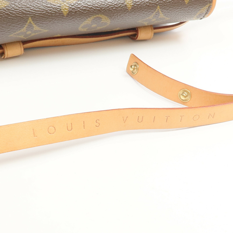 LOUIS VUITTON Monogram Pochette Florentine金扣腰包棕色-11