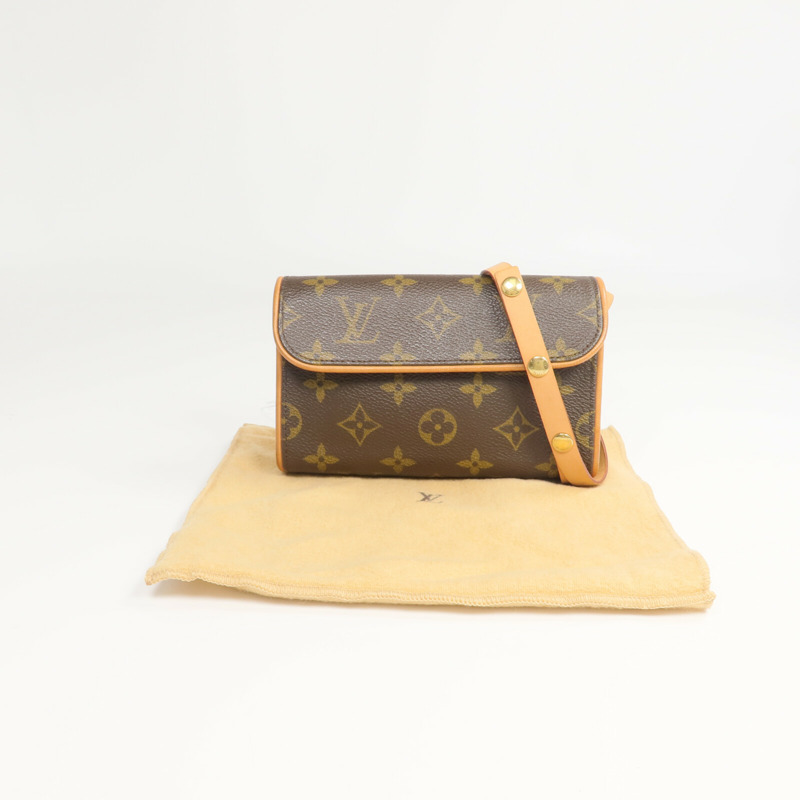 LOUIS VUITTON Monogram Pochette Florentine金扣腰包棕色-19