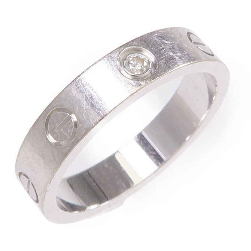 CARTIER 18K白金Love Ring 1P Diamond鑽石戒指-2