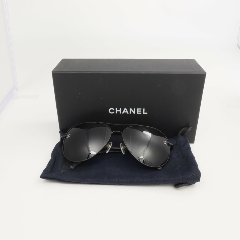 CHANEL 鈦/皮革Sunglasses太陽眼鏡-9