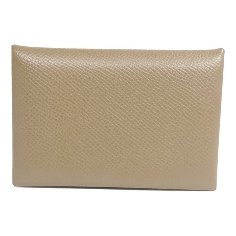 HERMES Epsom皮革Calvi卡片套Etoupe-2