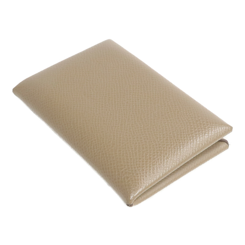 HERMES Epsom皮革Calvi卡片套Etoupe-4