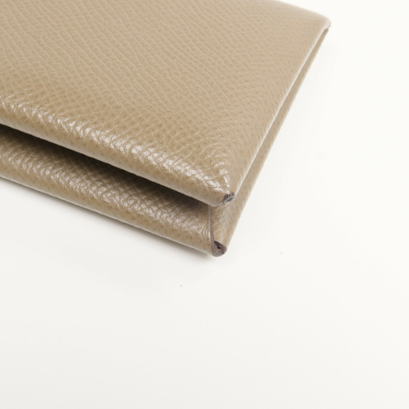 HERMES Epsom皮革Calvi卡片套Etoupe-9