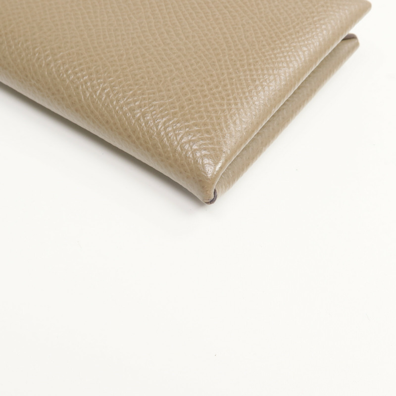 HERMES Epsom皮革Calvi卡片套Etoupe-12