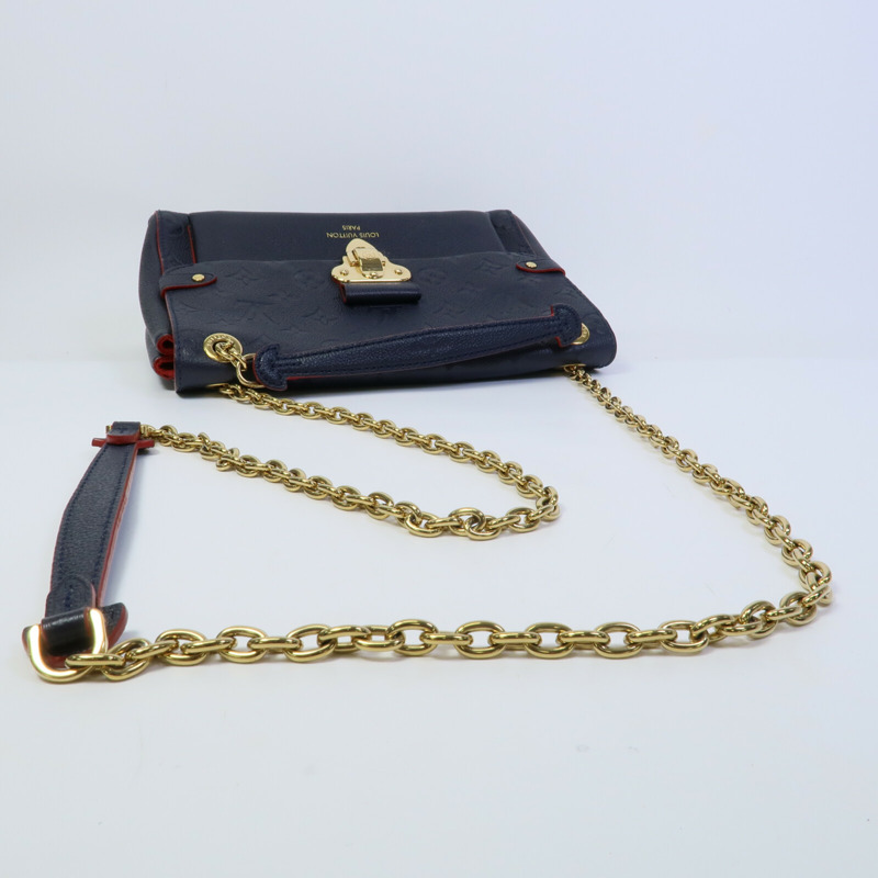 LOUIS VUITTON Monogram Empreinte Vavin PM鏈帶肩背袋深藍色-7