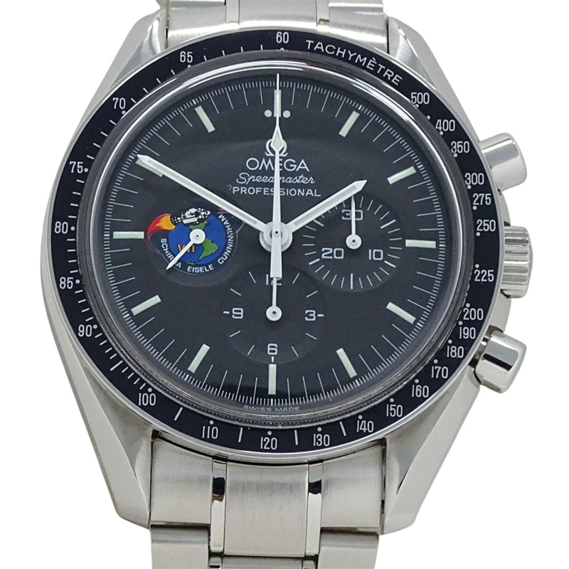 歐米茄超霸系列 3597.11.00 男士腕錶，品牌：阿波羅任務計時表，手動上鍊，不鏽鋼 (SS)，銀色和黑色。-1