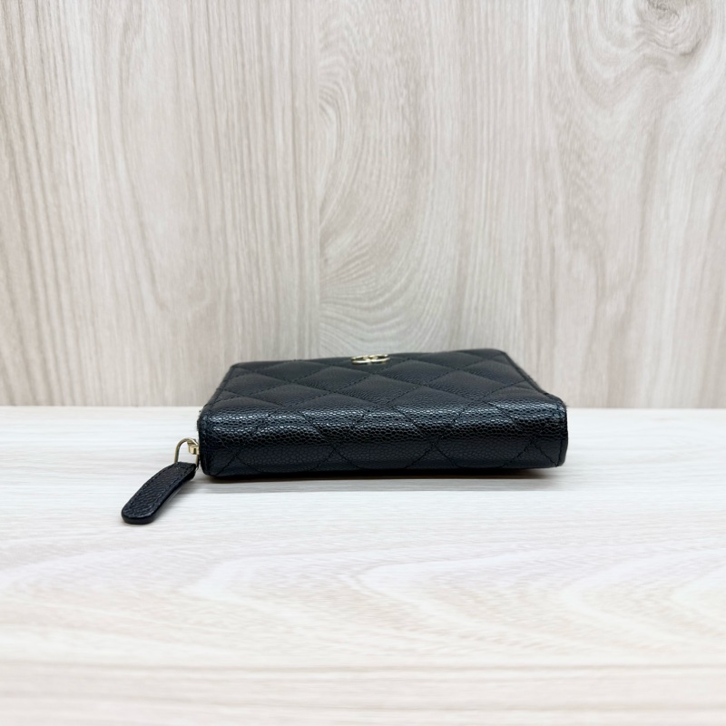 Chanel黑金荔枝牛皮對開短夾AP4652-5