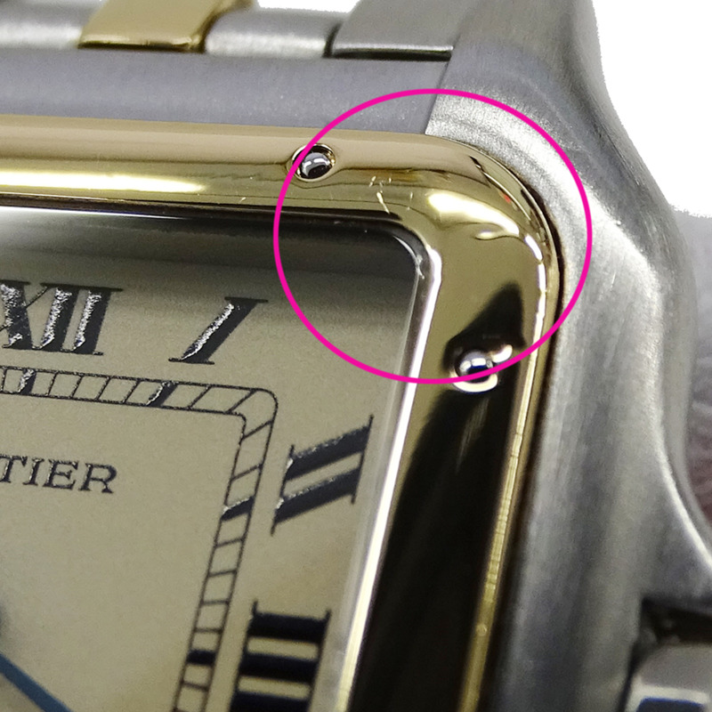 卡地亞女士腕錶，Panthère MM Date，石英機芯，不鏽鋼（SS），黃金（YG），W25028B5，1 排。-8