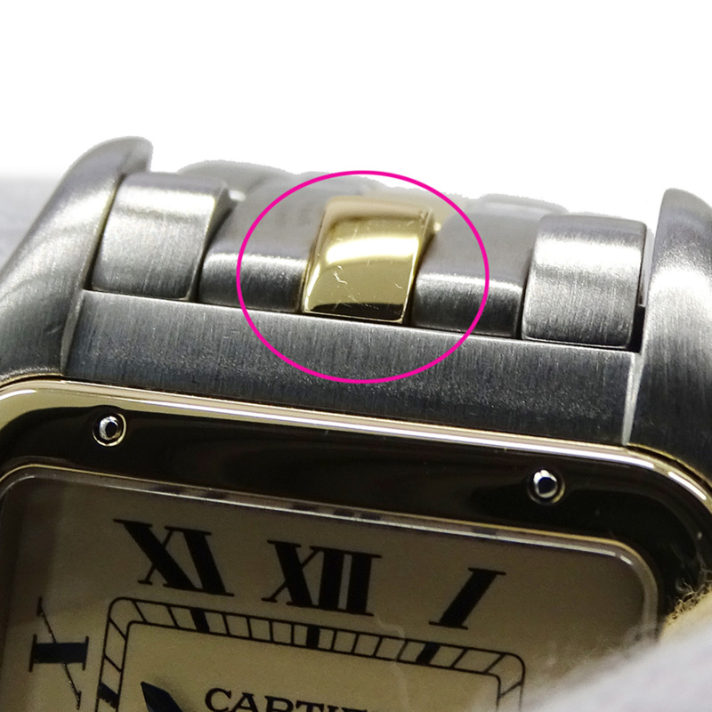 卡地亞女士腕錶，Panthère MM Date，石英機芯，不鏽鋼（SS），黃金（YG），W25028B5，1 排。-9
