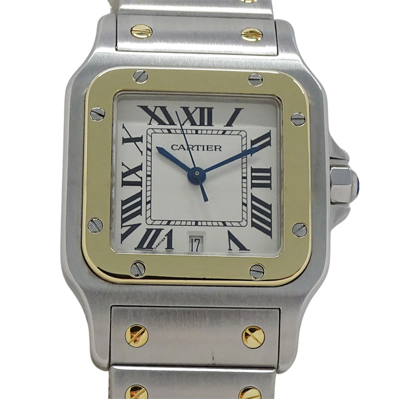 卡地亞男士腕錶，Santos Galbee LM Date Quartz (QZ)，不鏽鋼 (SS) 和黃金 (YG) 組合，W20011C4。-1