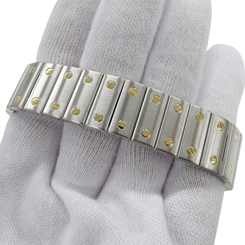 卡地亞男士腕錶，Santos Galbee LM Date Quartz (QZ)，不鏽鋼 (SS) 和黃金 (YG) 組合，W20011C4。-4