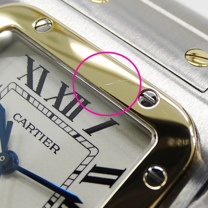 卡地亞男士腕錶，Santos Galbee LM Date Quartz (QZ)，不鏽鋼 (SS) 和黃金 (YG) 組合，W20011C4。-10