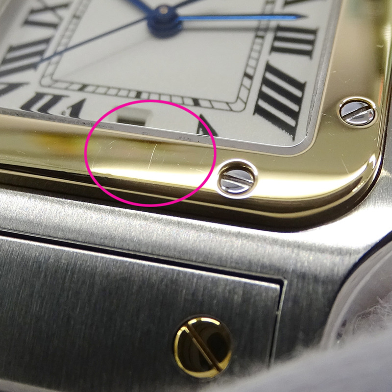 卡地亞男士腕錶，Santos Galbee LM Date Quartz (QZ)，不鏽鋼 (SS) 和黃金 (YG) 組合，W20011C4。-11