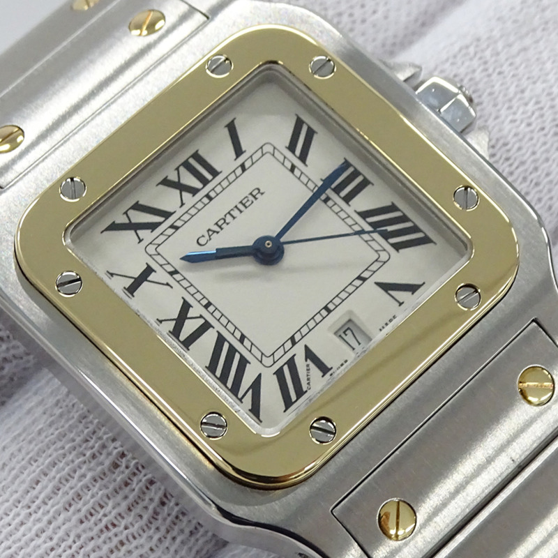 卡地亞男士腕錶，Santos Galbee LM Date Quartz (QZ)，不鏽鋼 (SS) 和黃金 (YG) 組合，W20011C4。-15