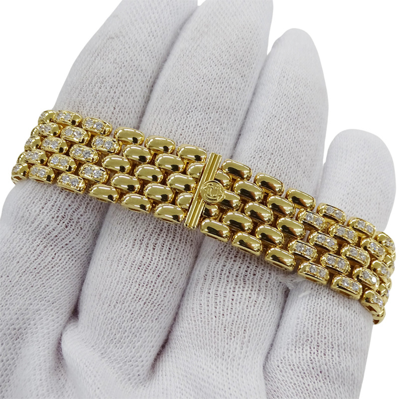 梵克雅寶女士腕錶，經典方形設計，鑲鑽，石英機芯，750YG（18K 純金）。-4