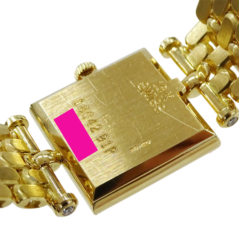 梵克雅寶女士腕錶，經典方形設計，鑲鑽，石英機芯，750YG（18K 純金）。-6