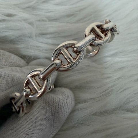 HERMES Chaine d'ancre Enchainee 925純銀半圈豬鼻子手環