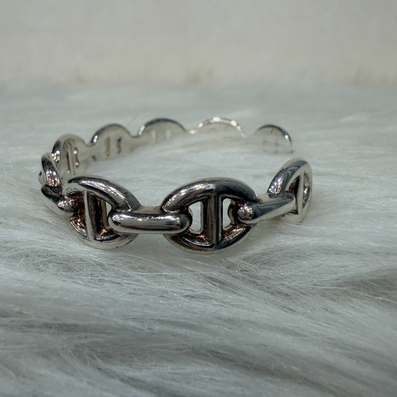 HERMES Chaine d'ancre Enchainee 925純銀半圈豬鼻子手環-2