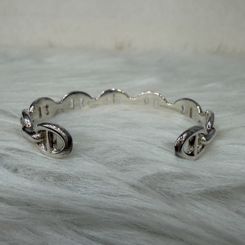 HERMES Chaine d'ancre Enchainee 925純銀半圈豬鼻子手環-3