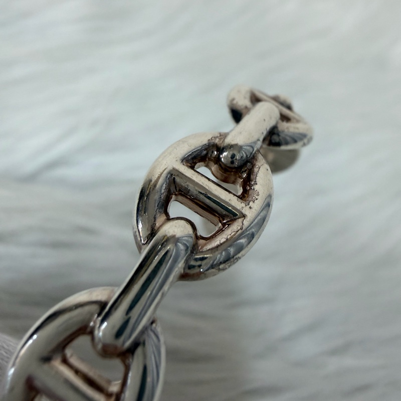 HERMES Chaine d'ancre Enchainee 925純銀半圈豬鼻子手環-6