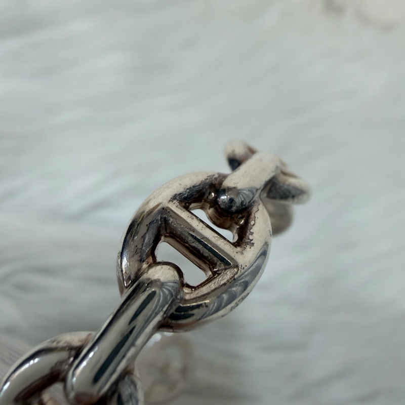 HERMES Chaine d'ancre Enchainee 925純銀半圈豬鼻子手環-7