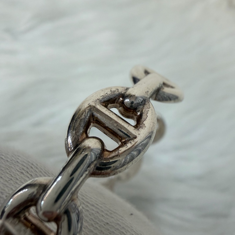 HERMES Chaine d'ancre Enchainee 925純銀半圈豬鼻子手環-8