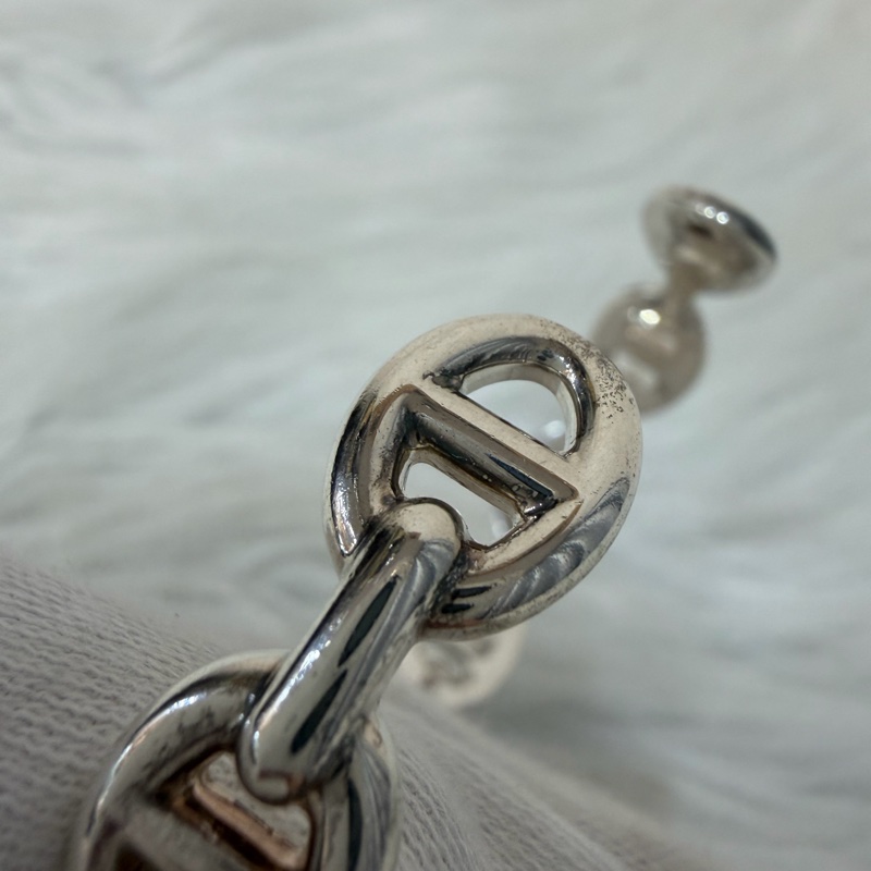 HERMES Chaine d'ancre Enchainee 925純銀半圈豬鼻子手環-9