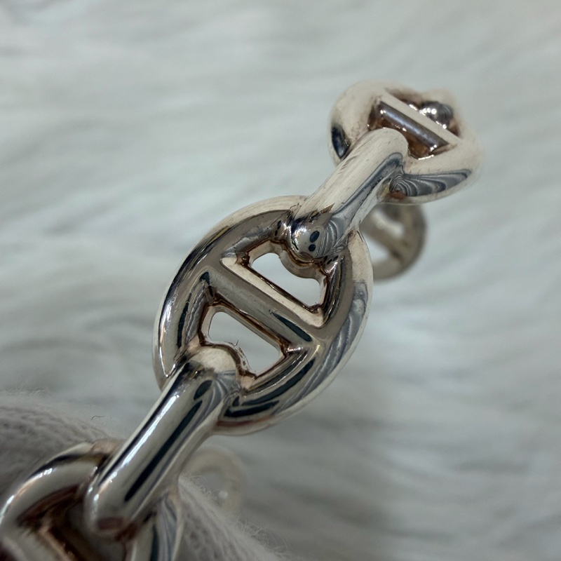 HERMES Chaine d'ancre Enchainee 925純銀半圈豬鼻子手環-10