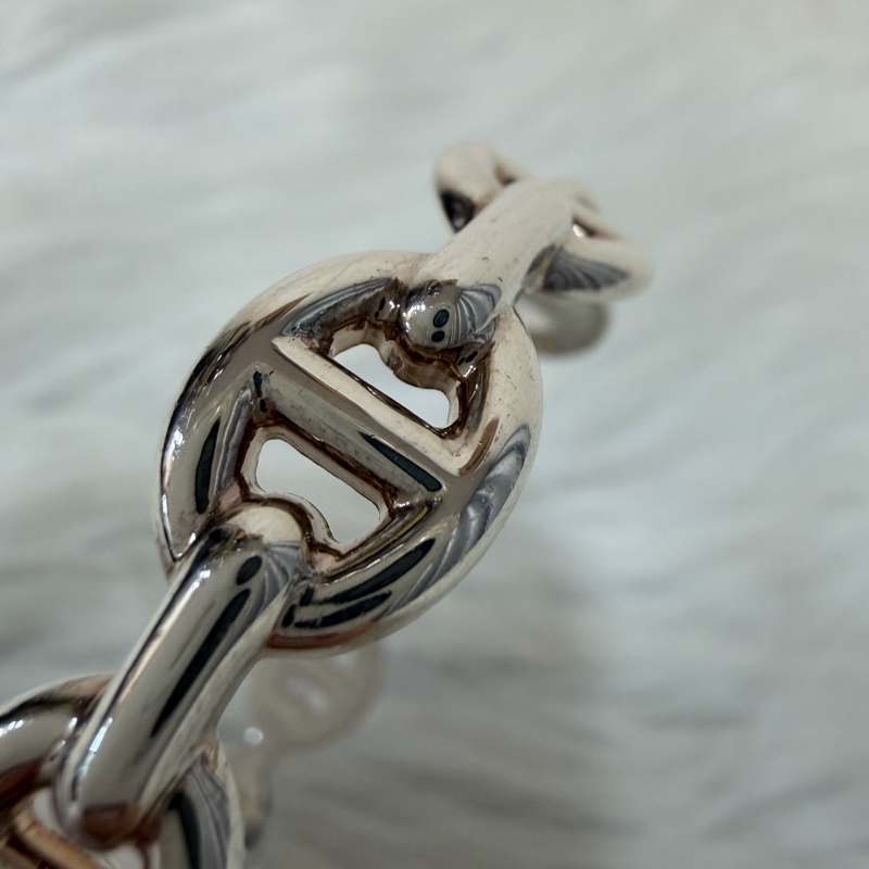 HERMES Chaine d'ancre Enchainee 925純銀半圈豬鼻子手環-11