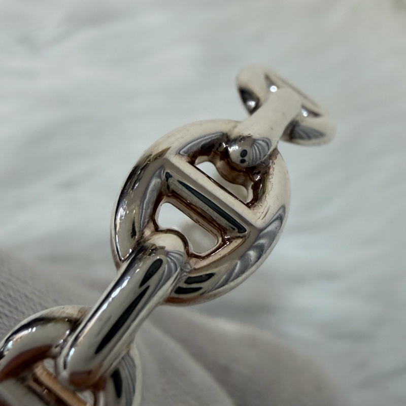 HERMES Chaine d'ancre Enchainee 925純銀半圈豬鼻子手環-12