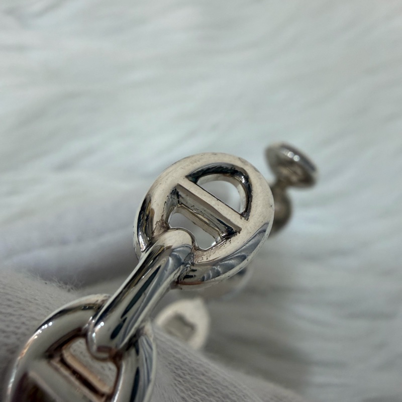 HERMES Chaine d'ancre Enchainee 925純銀半圈豬鼻子手環-13