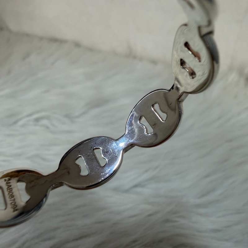 HERMES Chaine d'ancre Enchainee 925純銀半圈豬鼻子手環-17