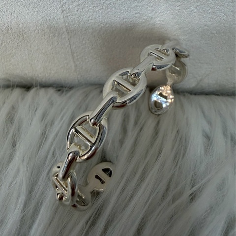 HERMES Chaine d'ancre Enchainee 925純銀半圈豬鼻子手環