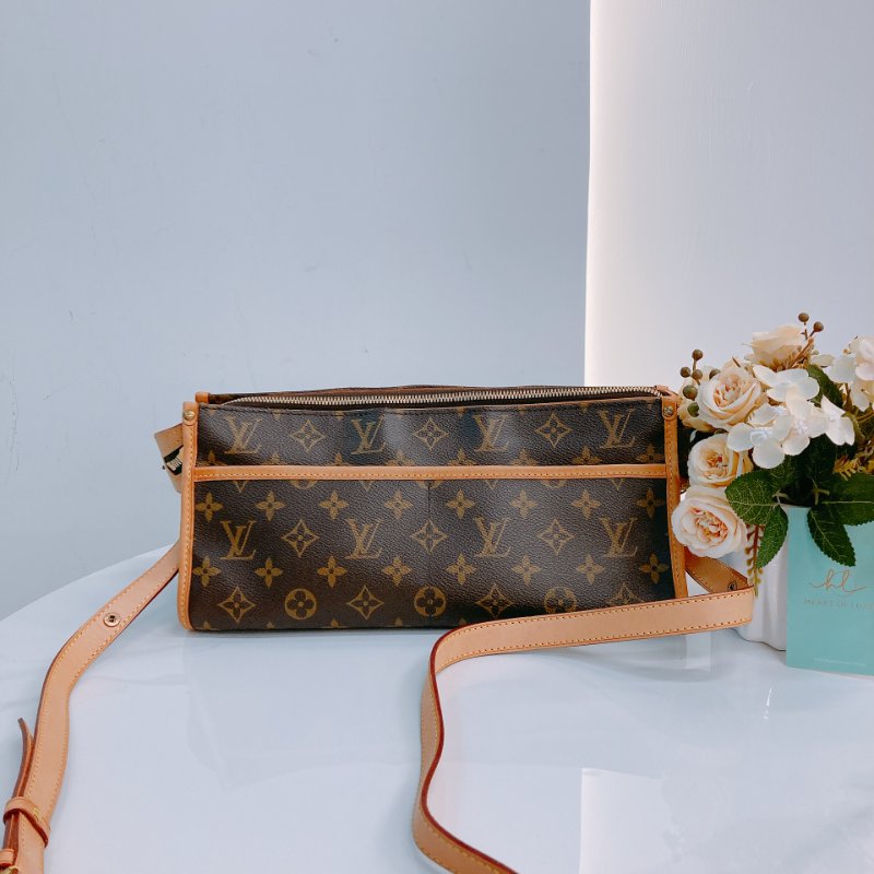 MS0638 Louis Vuitton 路易威登 三角金球 斜背 帆布 金扣 Popincourt Long Canvas Monogram x GHW-1