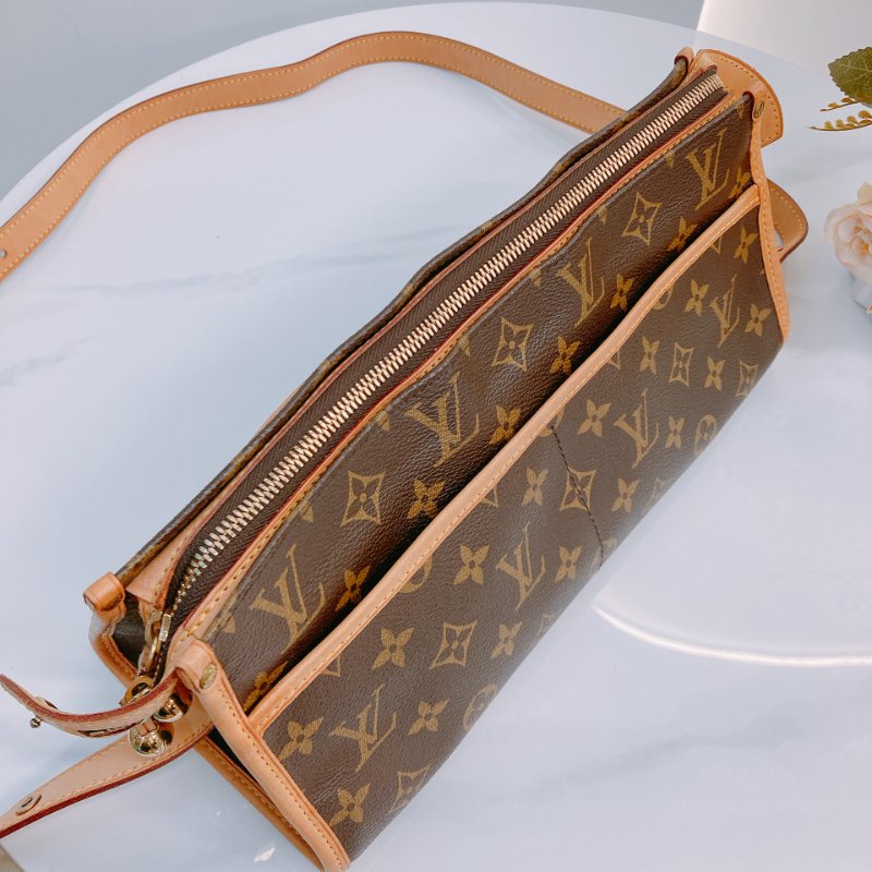 MS0638 Louis Vuitton 路易威登 三角金球 斜背 帆布 金扣 Popincourt Long Canvas Monogram x GHW-9