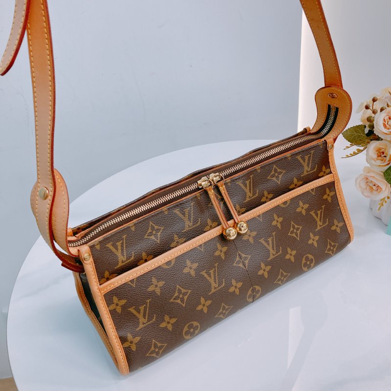 MS0638 Louis Vuitton 路易威登 三角金球 斜背 帆布 金扣 Popincourt Long Canvas Monogram x GHW-14