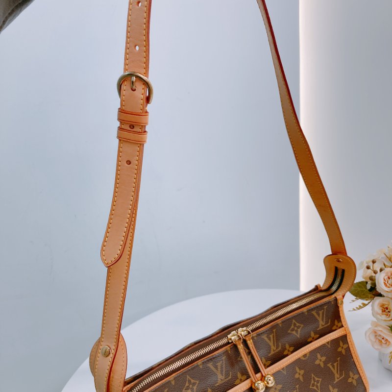 MS0638 Louis Vuitton 路易威登 三角金球 斜背 帆布 金扣 Popincourt Long Canvas Monogram x GHW-16