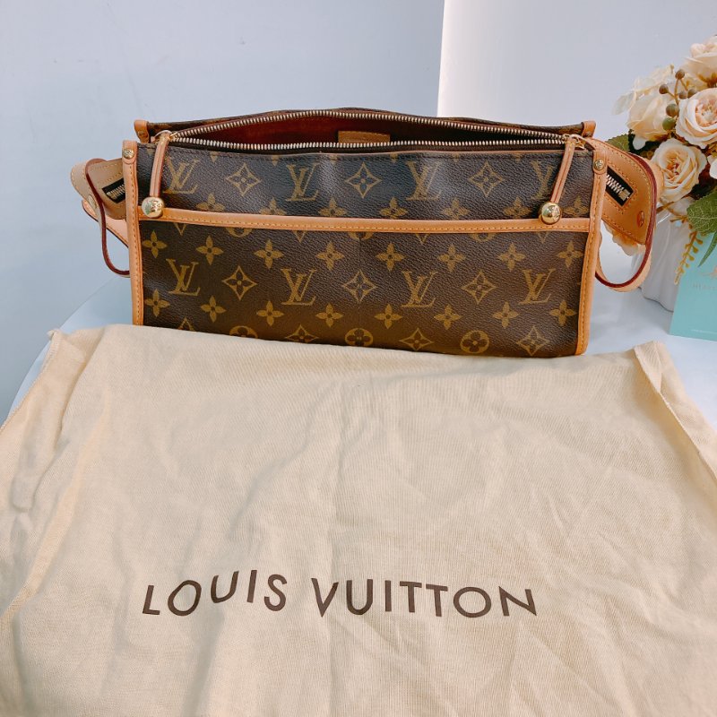 MS0638 Louis Vuitton 路易威登 三角金球 斜背 帆布 金扣 Popincourt Long Canvas Monogram x GHW-23