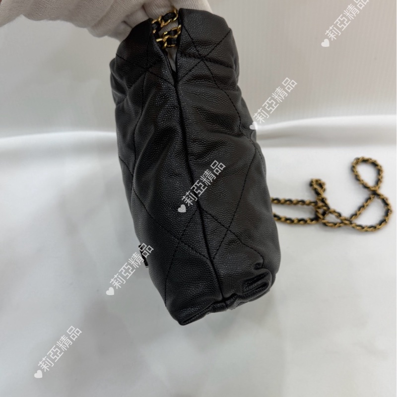 莉亞精品♡Chanel 22bag mini黑金黑字 二手美包-4