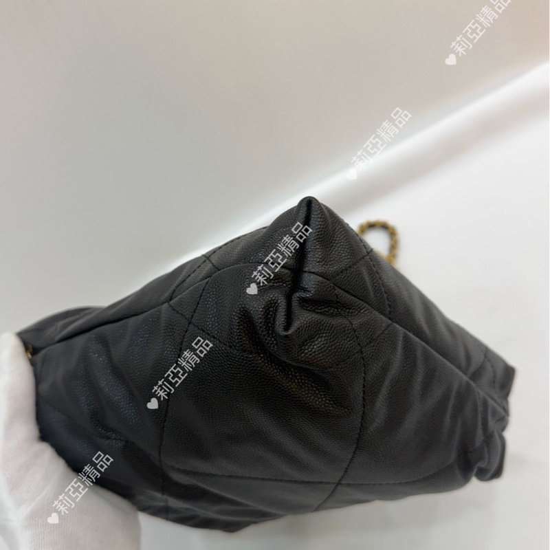 莉亞精品♡Chanel 22bag mini黑金黑字 二手美包-7