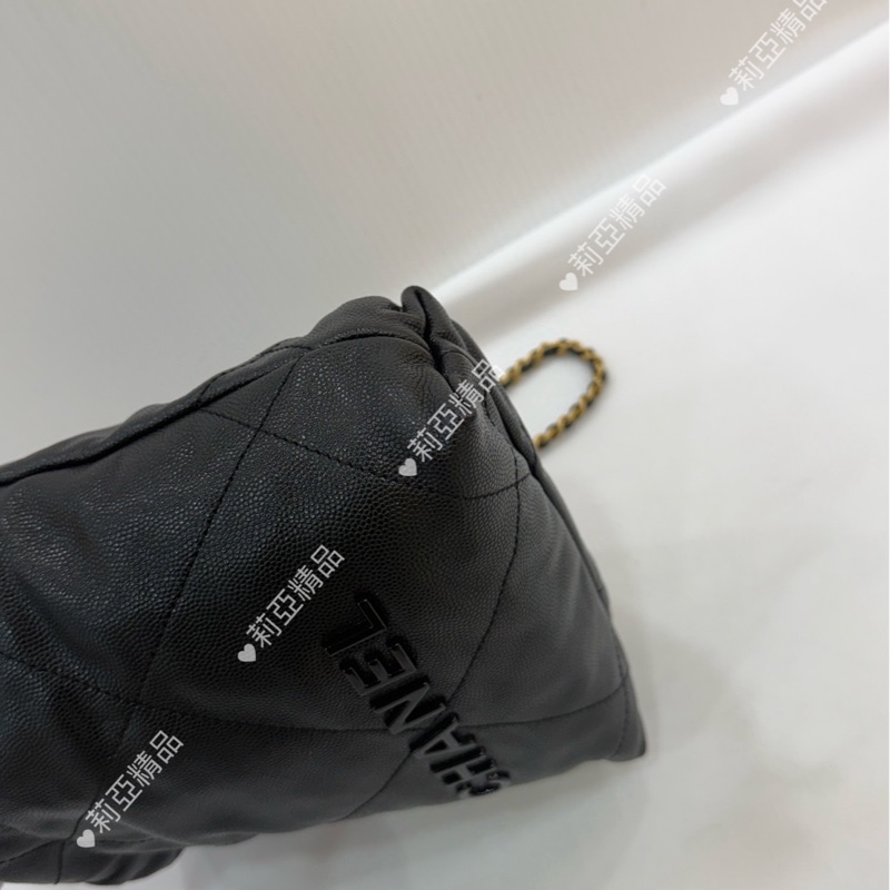 莉亞精品♡Chanel 22bag mini黑金黑字 二手美包-10