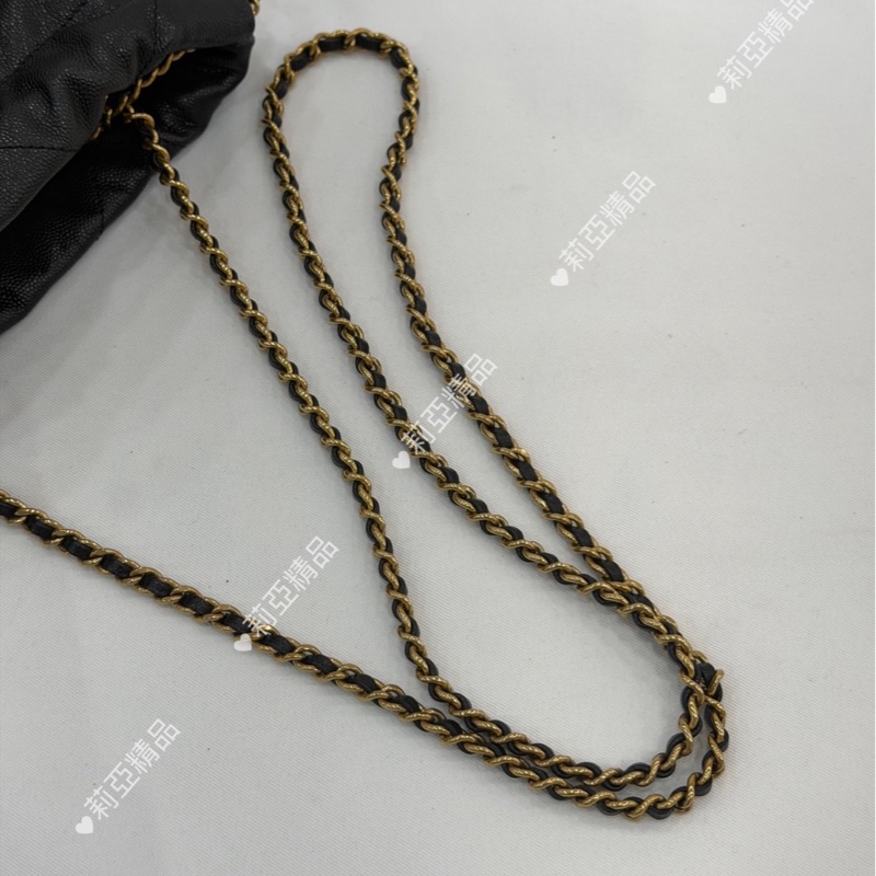 莉亞精品♡Chanel 22bag mini黑金黑字 二手美包-12