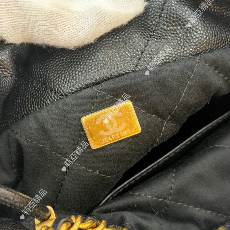 莉亞精品♡Chanel 22bag mini黑金黑字 二手美包-15